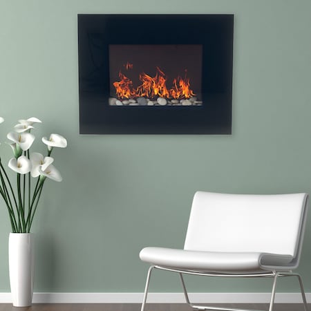 Northwest 26in Wall Mounted Electric Fireplace Heater Adjustable Flames and Heat with Pebble Fuel Effect 80-EF451S