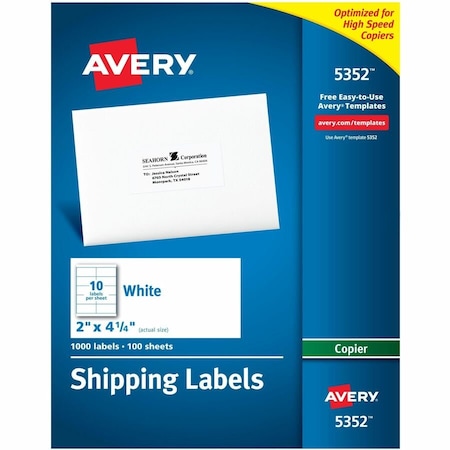 Avery Dennison Copy Labels, 2x4-1/4, 1000/Bx, PK100 5352