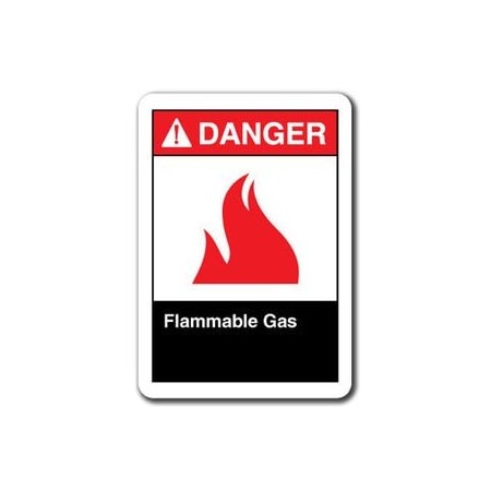 Signmission 10 in Height, Plastic, ANSI-710DS Flammable Gas, ANSI-710DS Flammable Gas ANSI-710DS Flammable Gas