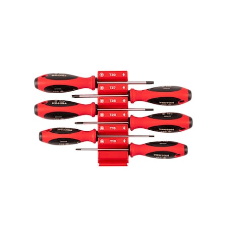 Tekton Torx Screwdriver Set with Red Modular Organizers - 4 Inch Shanks, 6-Piece (T10 - T30) DWT90103