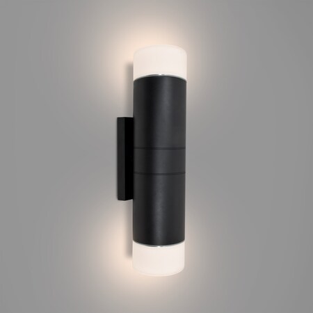 Besa Lighting Besa Kaya 24 Sconce, Satin White Glass, Black Finish, 2x15W LED KAYA24-SW-LED-BK