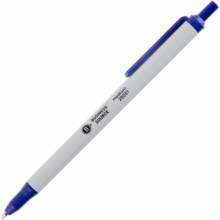 Business Source Retractable Ballpoint Pens, Blue, 12PK BSN25051