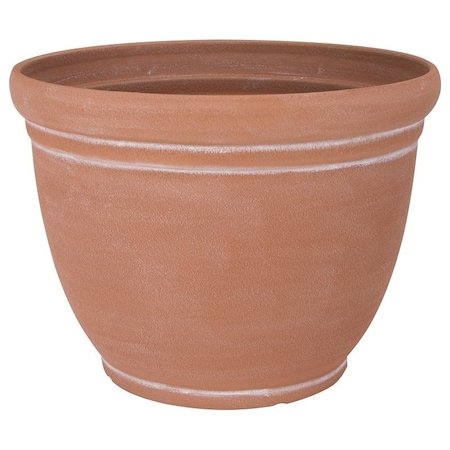 Landscapers Select Planter, 15 in Dia, 11.5 in H, Round, Resin, Terra Cotta, Terra Cotta PT-S059