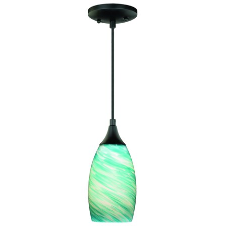 Vaxcel Milano Bronze Mini Pendant Ceiling Light Blue Glass P0171