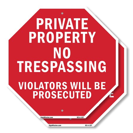 Signmission Private Property No Trespassing Vio, 10 inch X 10 inch, Aluminum Metal Signs, 2PK OC-A-2PACK-10-157