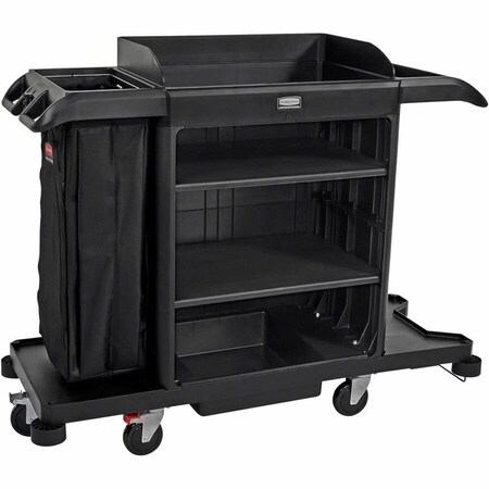 Rubbermaid Commercial Housekeeping Cart, Plastic Frame, Black 2202581