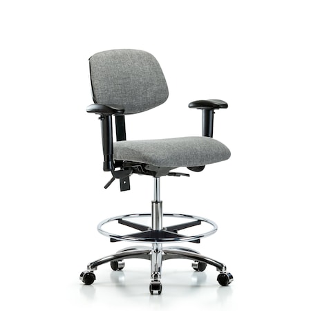 Blue Ridge Ergonomics Chair, Fab, Med Bench, Chr AA CF Cast, Gry, 6-Way Adjustable, 22" to 29" Height, Gray BR-FMBCH-CR-T0-A1-CF-CC-F44