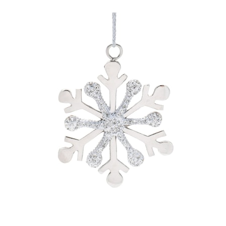 Homeroots Set of Two Silver Metal Snowflake Shape Ornaments, 2PK 633351