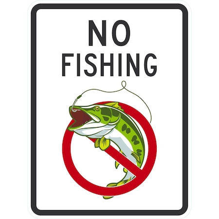 Lyle No Fishing (with graphic), 18x24, Non-Reflective, White G-10939-NA_18x24