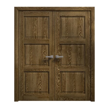 Sartodoors Interior Solid French Double Doors 56 x 84 inches, Ego 5010 Marble Oak, Wood Interior Solid Panel EGO5010DD-DMR-5684