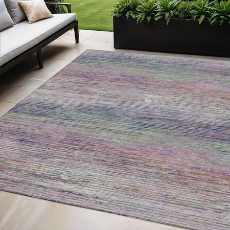 Homeroots 5' X 8' Blush Striped Washable Indoor Outdoor Area Rug 608456