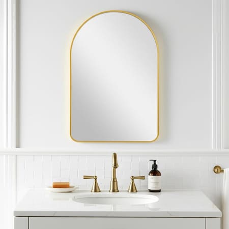 Homeroots 39" Gold Arch Metal Framed Bathroom Vanity Mirror 562894