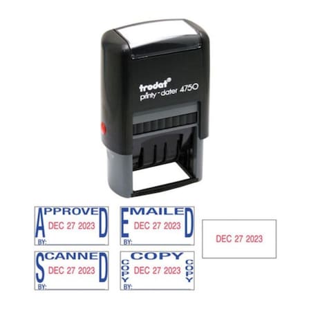 Classroom Creations 1 x 1.63 in. Printy Economy Self-Inking 5-in-1 Date Stamp, Blue & Red CL3758367