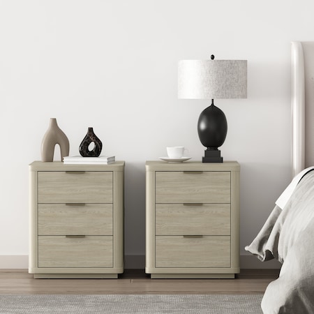 Manhattan Comfort Evelyn Nightstand in Natural - Set of 2 2-NS013-NA