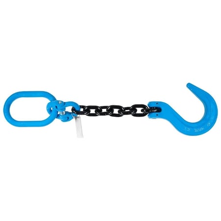 Mytee Products 1/2in x 2ft Single Leg Chain Sling 15,000 Lbs WLL, Oblong Link-to-Sling Hook Ends CH122-12FH-OBL-G100