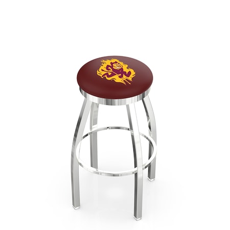 Holland Bar Stool Co 36" Chrome Arizona State Swivel Bar Stool, Accent Ring, Sparky Logo L8C2C36ArizSt-S