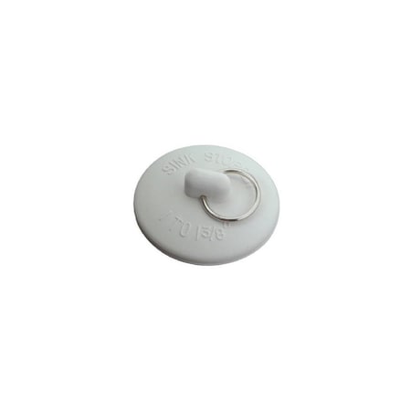 Master Plumber Sink Stopper with Metal Ring, White, Rubber, 1 to 1-In. Drains 714-664