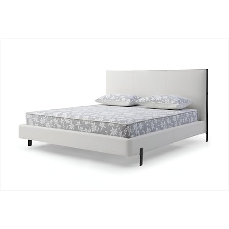 Homeroots White Wood And Faux Leather King Bed Frame With USB 486083