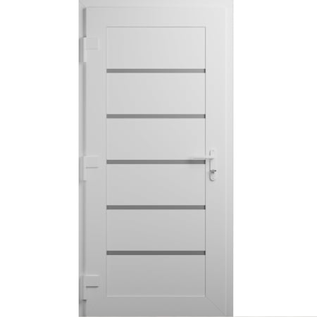 Vdomdoors Front Exterior Prehung Metal-Plastic Door, Manux 8415 White Silk, Office Commercial and Residential MANUX8415EXD-WS-W30xH80-RH