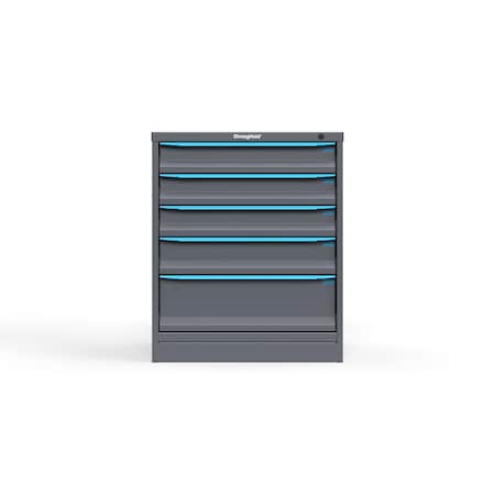 Strong Hold 5 drawer cabinet - (3x 4ft, 1x 5ft, 1x 8ft) - Blue accents - Keyed Alike S3036-PPAAS-0501FS