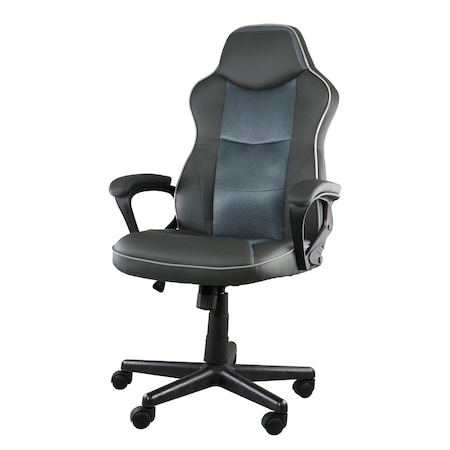 Elama High Back Faux Leather Adjustable Office Chair in Charcoal Grey ELM-F-002