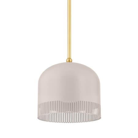 Mitzi Zoe Feldman X Liba 1 Light Pendant 28 In. Aged Brass/Soft Peignoir H884701S-AGB/SPG