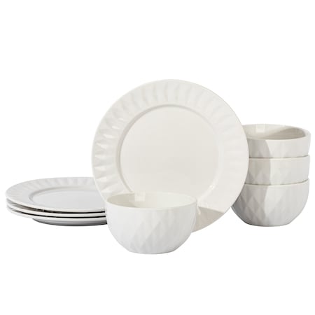 Gibson Home Fine Ceramic 8 Piece Dinnerware Set in White 135407.08