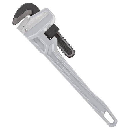 Vulcan Pipe Wrench, 38 mm Jaw, 14 in L, Serrated Jaw, Aluminum, Powder-Coated, Heavy-Duty Handle JL40140