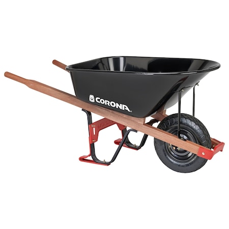 Corona Tools 6 Cu. Ft. Professional Steel Wheelbarrow, Wood Handles, Pneumatic Tire WB14060