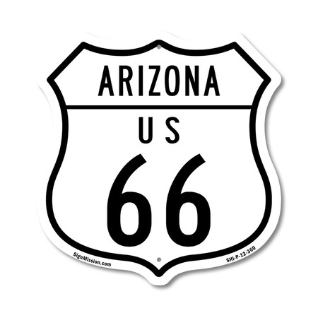 Signmission Arizona Route Marker Shield Sign Us 66, 12 Inch X 12 Inch, Plastic Sign SHI-P-12-360