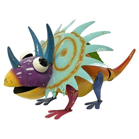 Continental Art Center Colorful Enameled Metal Triceratops Statue - Yellow 22160A