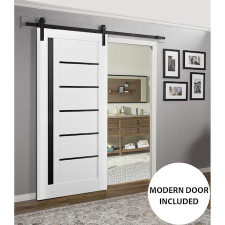 Sartodoors Sturdy Barn Door White 42x84 Solid Core Modern Interior QUADRO4588BD-B-WS-4284