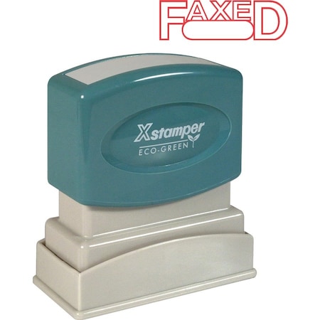 Xstamper Eco-Green Title Message Stamp- FAXED- Pre-Inked-Re-Inkable- Red 1350
