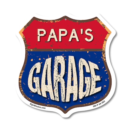 Signmission Papa's Garage, 18 Inch X 18 Inch, Plastic Sign SHI-P-18-383-PAPA