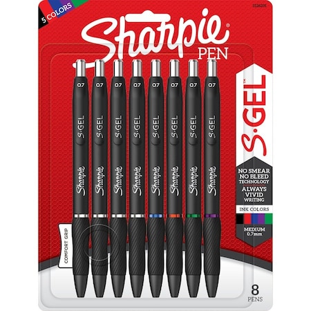 Sharpie Pen, Assorted, Non-Erasable, Gel, PK8 2126231