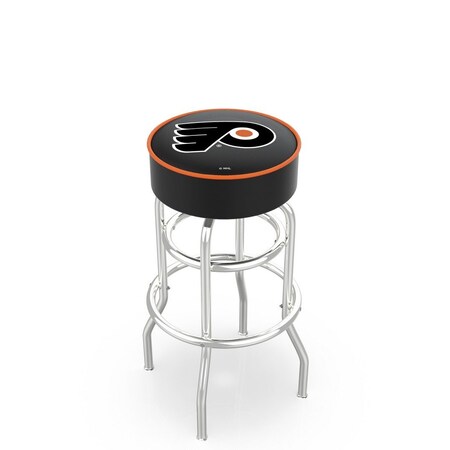 Holland Bar Stool Co 25" Philadelphia Flyers Cushion Seat, 2-Ring Chrome Swivel Bar Stool L7C125PhiFly-B