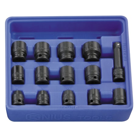 Genius Tools 3/8inDr. 14 Piece Metric Impact Socket Set IS-314M