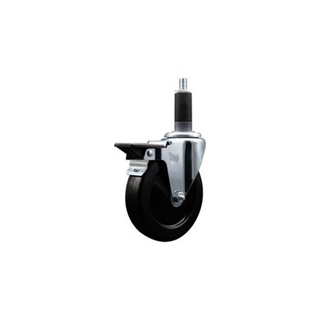 Service Caster 5'' Hard Rubber Swivel 1-1/8'' Expanding Stem Caster with Brake SCC-EX20S514-HRS-PLB-118