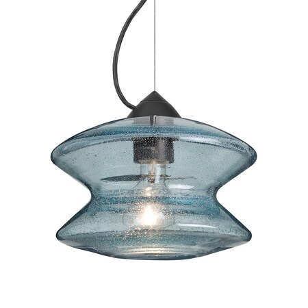 Besa Lighting Besa Zen Cable Pendant, Blue Bubble, Black Finish, 1x 60W MAX E26 Base 1KX-ZENBL-BK