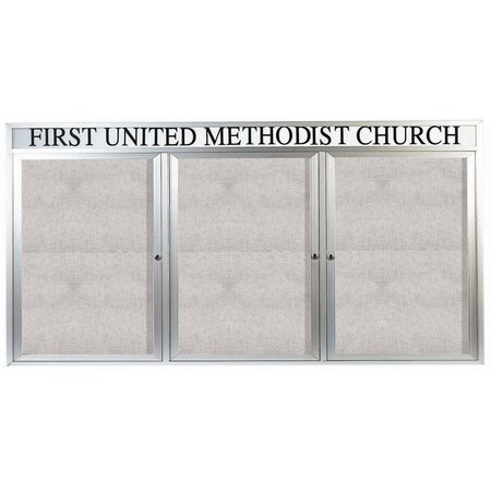 Aarco Outdoor Enclosed Bulletin Board w/ Al Frame Header, Clear Satin Anodized Finish, Neutral 48''Hx96''W ODCC4896-3RH