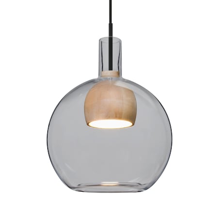 Besa Lighting Besa Benji Pendant, Smoke/Natural, Black Finish, 1x 9W LED 1JT-BENJISMNA-LED-BK