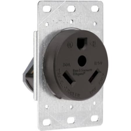 Legrand Straight Blade Receptacle, TT-30R, 30 A, 125V AC, 3 Pole, 3 Wire, Flush Mount, Grounded 3830CC6