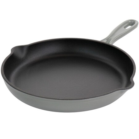 Megachef 10.25 in. Round Enameled Cast Iron Skillet, Gray MCCI-FR26AG