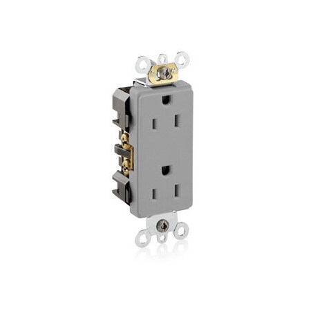 Leviton Industrial Grade Decora Receptacle, 15 Amp, 125 Volt 16262-GY