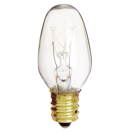 Satco 4W C7 Incandescent, Clear, 3000 Avg. Hrs, 16 Lu, Candelabra base, 120V, 2-Card S3797