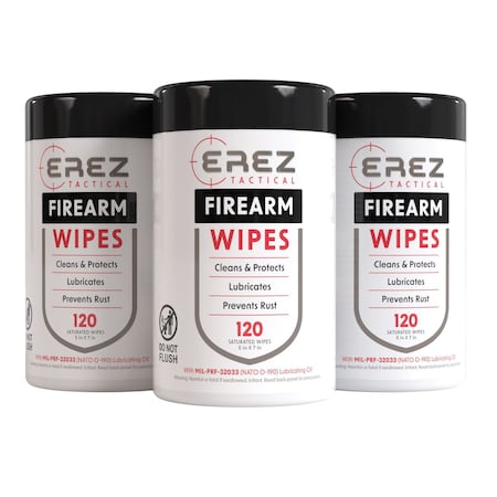Erez Tactical Advanced CLP Wipes 120ct Canister, 3PK, 360 Firearm Cleaning Wipes, 3PK ET72315GW-3