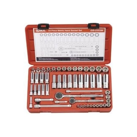 Genius Tools 53 Piece 1/4in & 3/8in Dr. Metric Hand Socket Set GS-2353M