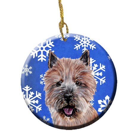 Carolines Treasures Norwich Terrier Winter Snowflakes Ceramic Ornament SC9782CO1
