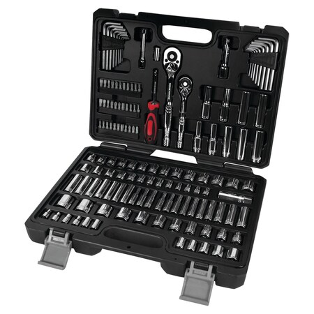 Performance Tool 134 pc. Mechanic's Tool Set, Ratchets, SAE/Metric Sockets, Storage Case W30501