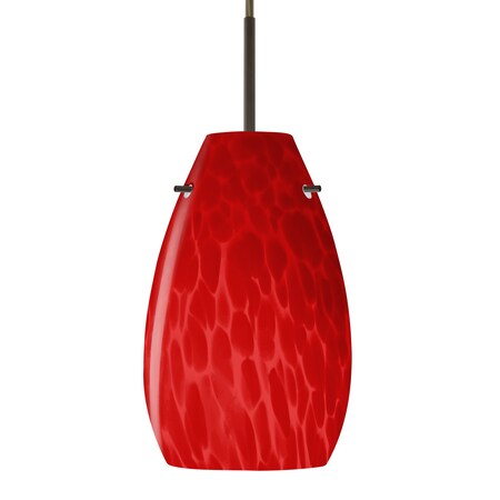 Besa Lighting Besa Pera 9 Pendant, Red Cloud, Bronze Finish, 1x 9W LED 1JT-4126RC-LED-BR